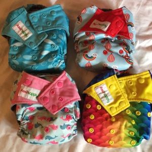 All in one cloth diapers (set of 4) + inserts (4)